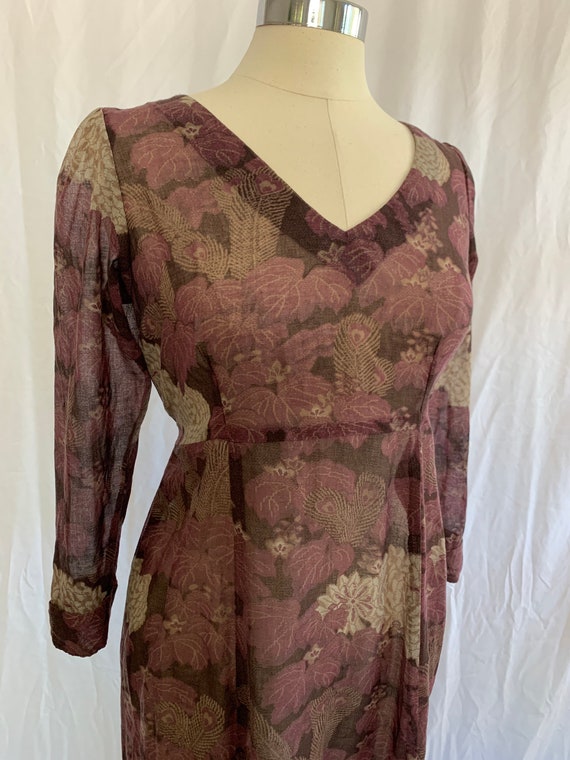 60’s Sheer Cotton Purple Floral Maxi Dress