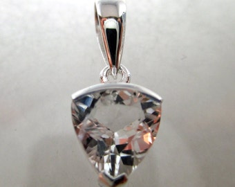 7 mm Faceted Trillion Herkimer Diamond Dangle Pendant - Sterling Silver - ADM310