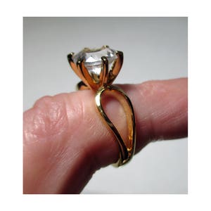 9 mm Faceted Round Herkimer Diamond Ring (ANY SIZE) - 14K Gold Plated Sterling Silver - ADM451