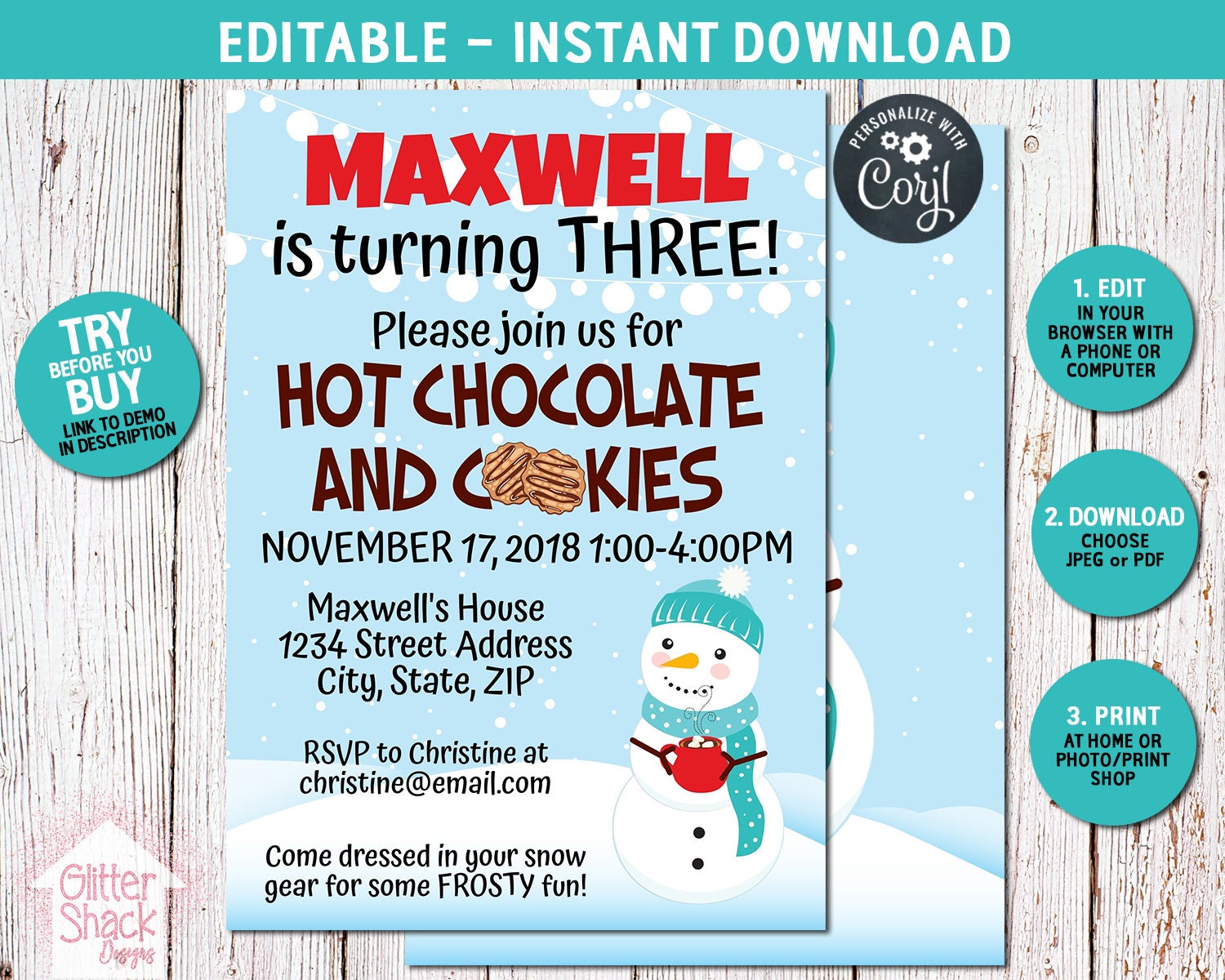 Hot Chocolate Invitation Hot Chocolate Party Hot Cocoa Etsy