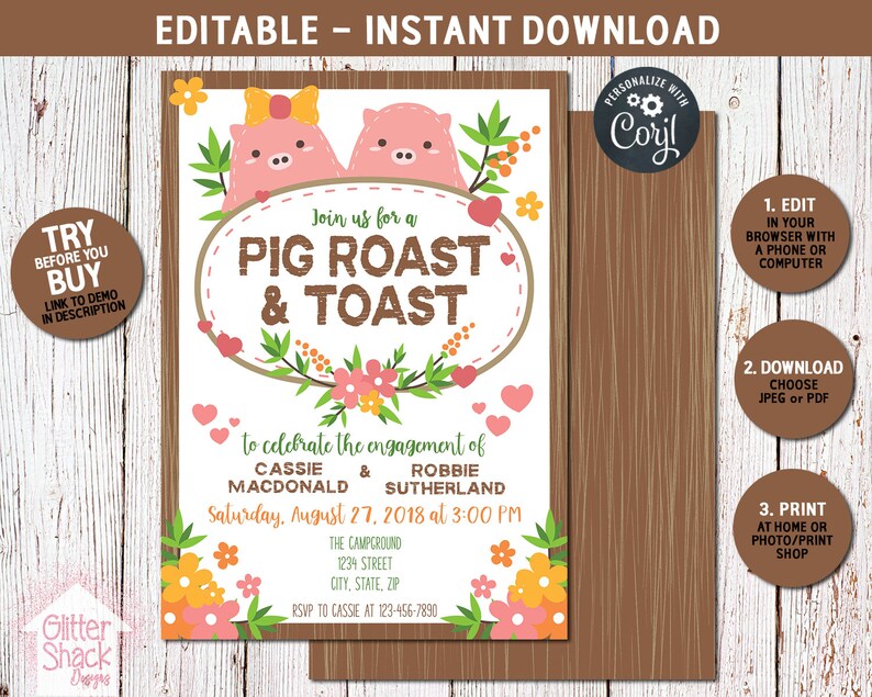 Pig Roast Invitation Roast And Toast I Do Bbq Pig Roast Etsy