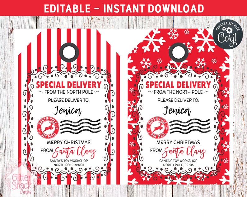 Printable Christmas Gift Tags EDITABLE From Santa Gift