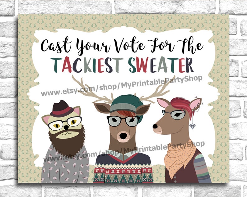 Hipster Tacky Sweater Christmas Party PRINTABLE Voting Ballots | Etsy
