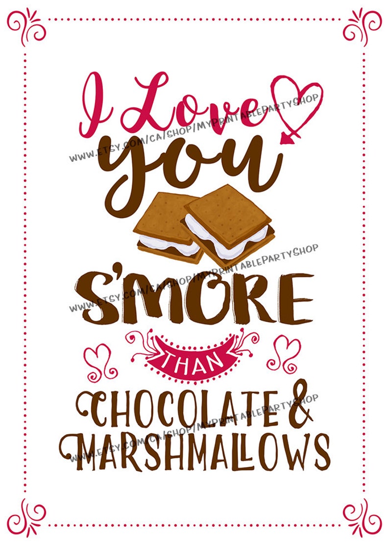 PRINTABLE I Love You S'more Valentines Day Card &amp; Envelope | Etsy Canada
