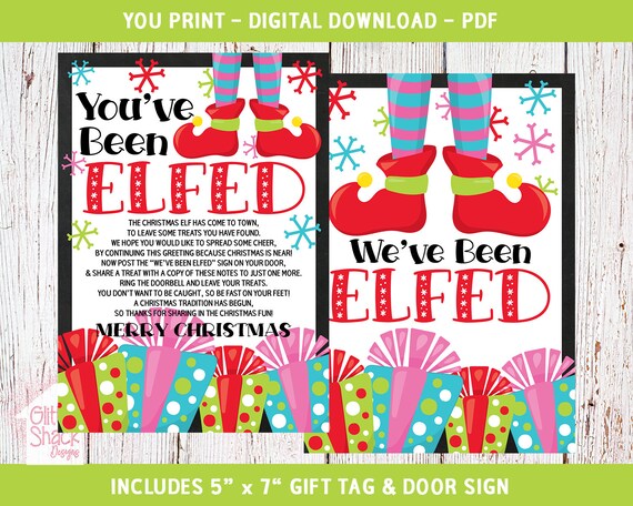 You Ve Been Elfed Sign Elf Printable We Ve Been Elfed Sign Elf Sign Christmas Elf Holiday Printables Christmas Printables Elf