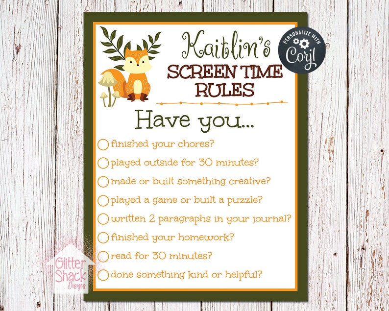 PRINTABLE Display screen Period Tips Signal, Display Period Legislation Printable, Technologies Guidelines, Spouse and children Recommendations, Woodland Fox Show Laws EDITABLE PDF Report graphic relating to Screen Time Rules Printable known as PRINTABLE Display screen Period Laws Signal, Show Year Suggestions Printable, Engineering Guidelines, Relatives Laws, Woodland Fox Show Legislation EDITABLE PDF Record