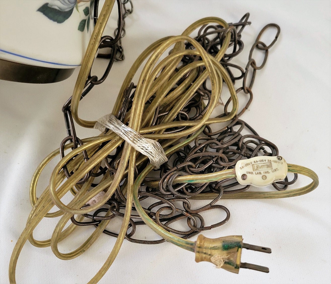 Vintage Large Hurricane Hanging Lamp Painted Blue Flower Milk Etsy