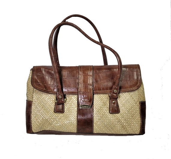 Liz Claiborne LC-1441-P Straw Pattern Shoulder Handbag Purse