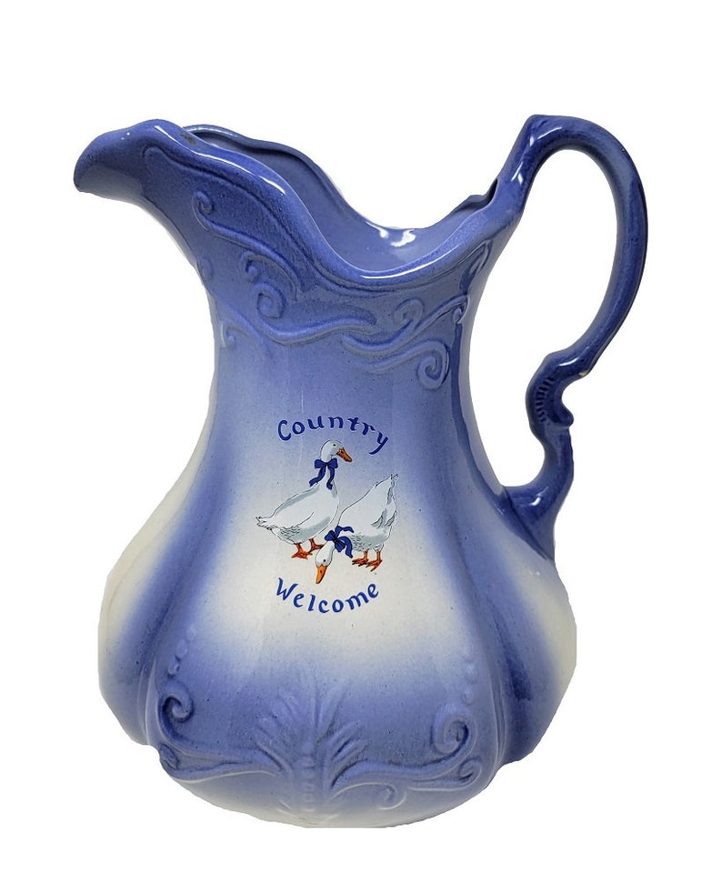 Wellcome Pitcher Antique Ironstone England 1890