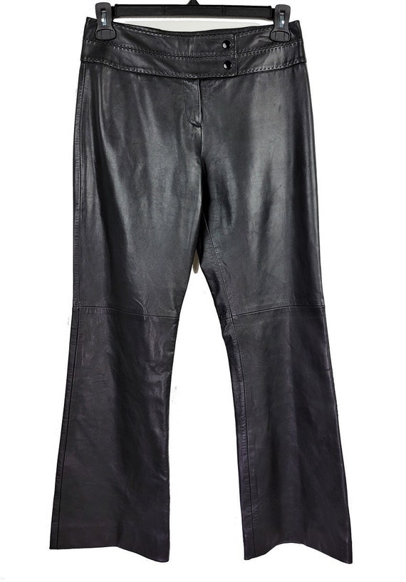Vintage Cache Black Leather Bootcut Pants Womens T