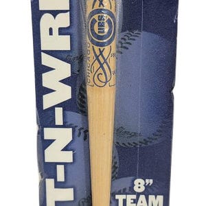 May include: A blue and white baseball bat pen with the Chicago Cubs logo and "ROOT-N-WRITE" printed on the packaging. The pen is 8 inches long and is packaged in a blue and white cardboard box with the words "WINCRAFT Sports" printed on it.