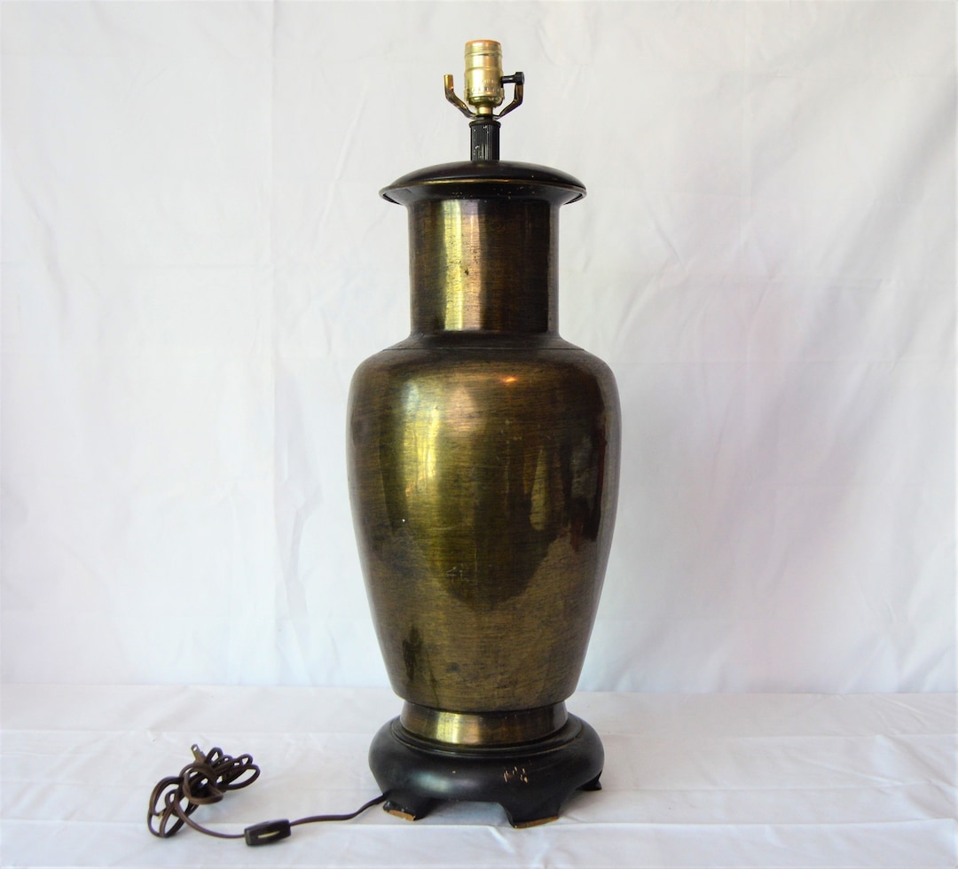 Tall Polished Brass Vase Urn Style Mid Century RETRO Vintage Etsy