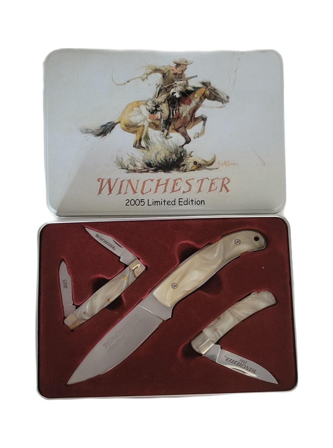 Winchester 2005 Limited Edition 3 Pocket Knife Set MOTHER PEARL