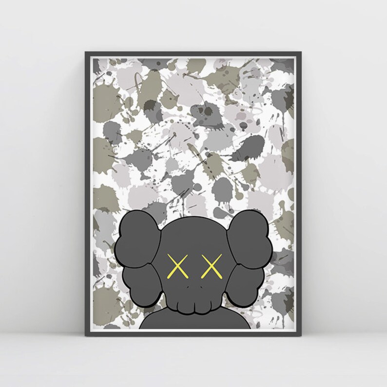 KAWS Art Kaws Art Prints Kaws Poster Camouflage Kaws Kaws Etsy