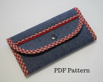 My Favorite Wallet II. PDF sewing pattern for wallet. Card slots, slip pockets and zipper pocket. Bifold clutch wallet by KaysSewingStudio.