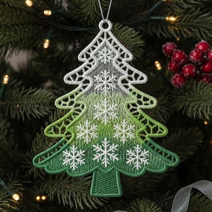 FSL クリスマスツリー - フリースタンディングレースマシン刺繍デザイン 即時ダウンロード 5x5 フープ SCA1264-001