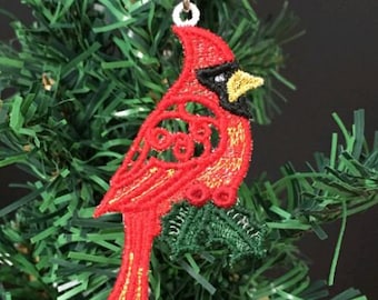 Cardinal oiseau de Noël FSL - motifs de broderie Machine dentelle sur pied, téléchargement immédiat cerceau 4 x 4 APE2359-001