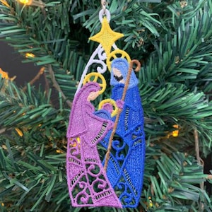 Nativity, Holly Family - Free Standing Lace Machine Embroidery Designs Instant Download 5x5 hoop SCA0242-006
