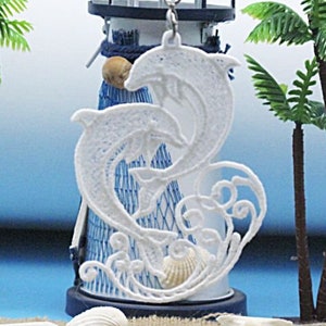 FSL ドルフィン - フリースタンディングレースマシン刺繍デザイン 即時ダウンロード 4x4 フープ APE3459-008