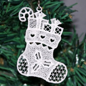 FSL まばゆいクリスマスストッキング - フリースタンディングレースマシン刺繍デザイン 即時ダウンロード 4x4フープ APE3365-009
