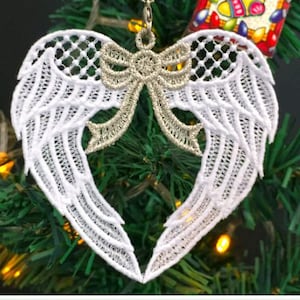 FSL Angel Wings Heart - Free Standing Lace Machine Embroidery Designs Instant Download 4x4 hoop APE3286-005