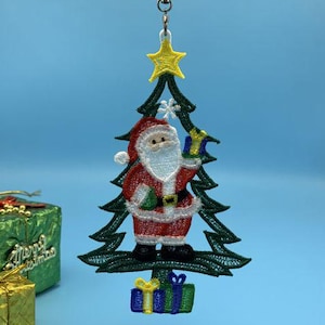 FSL Christmas Tree, Santa Ornament, Joyful Christmas - Free Standing Lace Machine Embroidery Designs Instant Download 5x7 hoop SCA0234-001