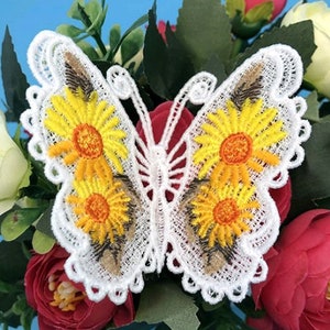 FSL スプリングバタフライ - フリースタンディングレースマシン刺繍デザイン 即時ダウンロード 4x4フープ APE3027-004