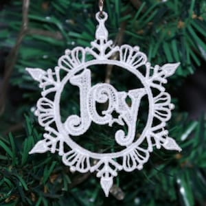 FSL Snowflake Ornament Joy - Free Standing Lace Machine Embroidery Designs Instant Download 4x4 hoop APE3468-009