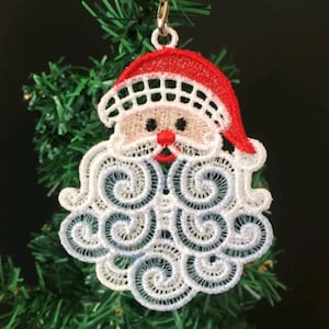 FSL フィリグリー クリスマス サンタフェイス - フリースタンディング レースマシン刺繍デザイン 即時ダウンロード 4x4 フープ APE2842-010