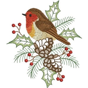 Christmas Robin - Machine Embroidery Designs Instant Download 4x4 5x5 6x6 hoop APE2083-007