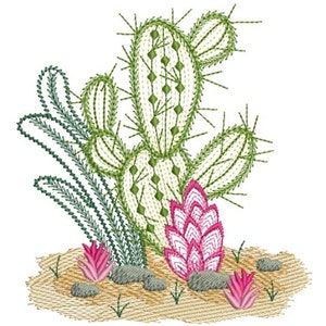 Cactus 2 - Machine Embroidery Designs Instant Download 4x4 5x5 hoop APE2221-006