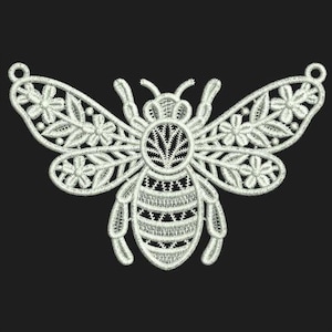 Bee Buzz, Black and White Buzz, Nature's Emble - Free Standing Lace Machine Embroidery Designs Instant Download 5x5 hoop SCA1241-005