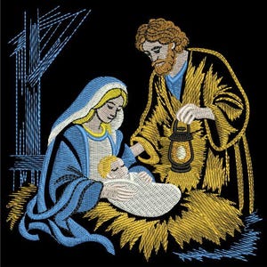 Holy Night Scene, Bethlehem's Embrace, Sacred Cradle - Machine Embroidery Designs Instant Download 4x4 5x5 6x6 hoop SCA1441-006