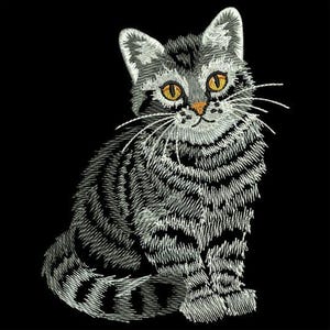 Felino dagli occhi gialli, sguardo di mezzanotte, gatto misterioso - Disegni per ricamo a macchina Download immediato Telaio 4x4 5x5 6x6 SCA1422-009