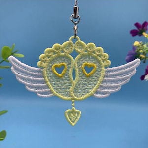 FSL Baby Fuß, Engelsflügel - freistehende Spitze Maschinenstickerei Designs Instant Download 4x4 hoop SCA0500-001