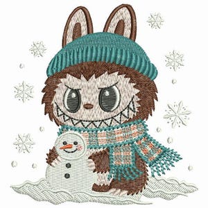 Winter Labubu - Machine Embroidery Designs Instant Download 4x4 hoop SCA1430-010