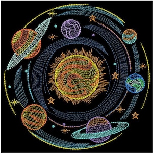 Cosmic Whirl, Solar Symphony, Celestial Dance Dynamics - Machine Embroidery Designs Instant Download 4x4 5x5 6x6 hoop SCA0110-007