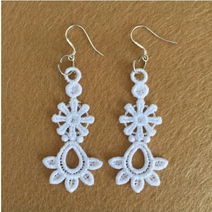 FSL Delicate Earrings - Free Standing Lace Machine Embroidery Designs Instant Download 4x4 hoop APE2355-007