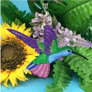 FSL ハミングバード - フリースタンディングレースマシン刺繍デザイン 即時ダウンロード 4x4 フープ APE3232-005