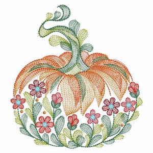 Pumpkin Bloom, Autumn Harvest, Nature's Bounty - Machine Embroidery Designs Instant Download 4x4 5x5 6x6 hoop SCA0073-001