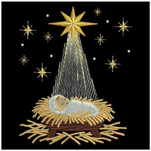 Starlight, Holy Night, Peaceful Manger - Machine Embroidery Designs Instant Download 4x4 5x5 6x6 hoop SCA1002-008