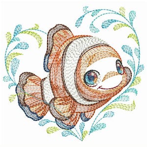Marine Charm, Oceanic Whimsy, Playful Sea Life - Machine Embroidery Designs Instant Download 4x4 5x5 6x6 hoop APE4006-004