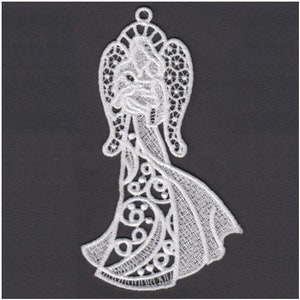 FSL Angel - Free Standing Lace Machine Embroidery Designs Instant Download 5x5 hoop APE2243-004