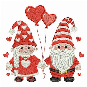 Histoire d'amour de gnomes, gnomes de la Saint-Valentin, compagnons sincères - téléchargement immédiat de motifs de broderie machine cerceau 4 x 4 5 x 5 6 x 6 SCA1617-006