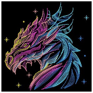 Sguardo del drago, bestia infuocata, creatura mitica - Disegni per ricamo a macchina Download immediato Telaio 4x4 5x5 6x6 APE4005-001
