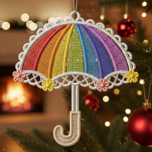 FSL Bunter Regenschirm - freistehende Spitze Maschinenstickerei Designs Instant Download 4x4 hoop SCA1240-009