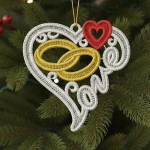 FSL Love Rings, Heart Connection, Forever - Free Standing Lace Machine Embroidery Designs Instant Download 4x4 hoop SCA1207-008