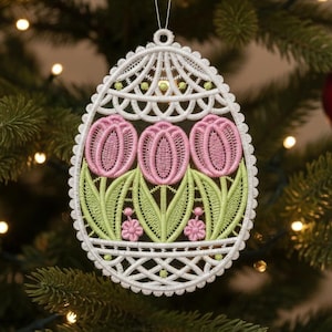 FSL チューリップ イースターエッグ - フリースタンディング レースマシン刺繍デザイン 即時ダウンロード 5x5 フープ SCA1236-003