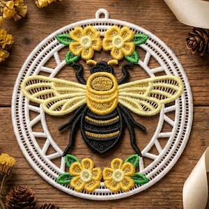 FSL Bee Buzz - フリースタンディングレースマシン刺繍デザイン 即時ダウンロード 4x4フープ SCA0215-009