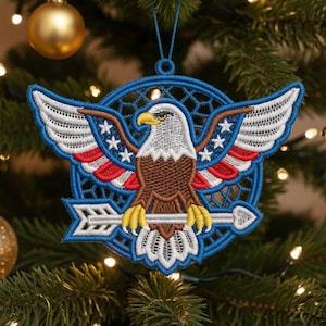 FSL American Eagle, Patriotic Guardian - Free Standing Lace Machine Embroidery Designs Instant Download 5x5 hoop SCA1266-004